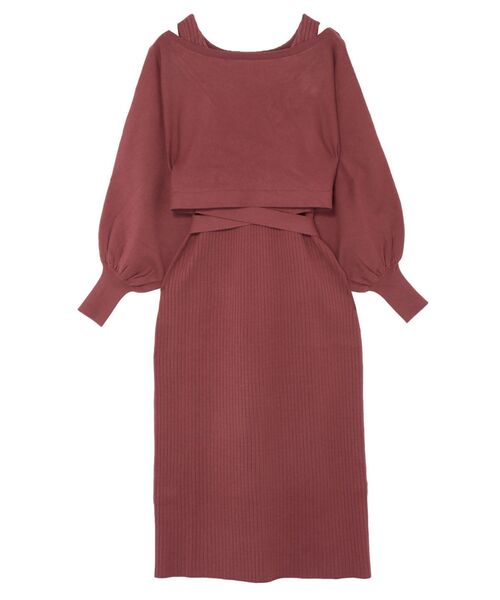 LAGUNAMOON（ラグナムーン）の「バックツイストレイヤードニットワンピース（ワンピース・レディース・アイボリー/ダークオレンジ/モカ・SMALL/MEDIUM）」の14枚目の写真