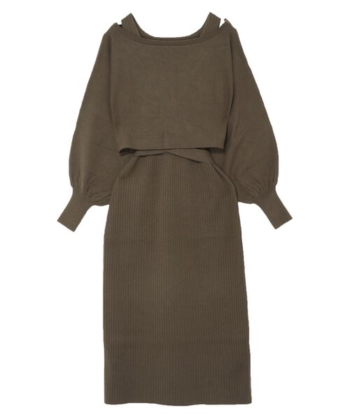 LAGUNAMOON（ラグナムーン）の「バックツイストレイヤードニットワンピース（ワンピース・レディース・アイボリー/ダークオレンジ/モカ・SMALL/MEDIUM）」の15枚目の写真