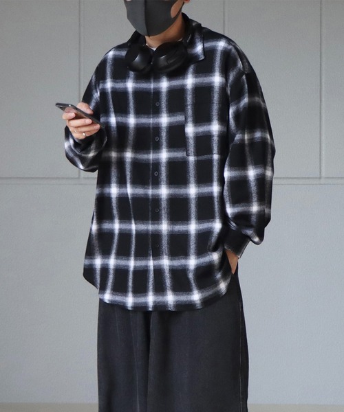 ILL'S(イルズ)の「ビッグシルエット オンブレチェックシャツ【ILL’S】(シャツ/ブラウス・メンズ・グリーン/レッド/ホワイト/ブルー・FREE)」の5枚目の写真