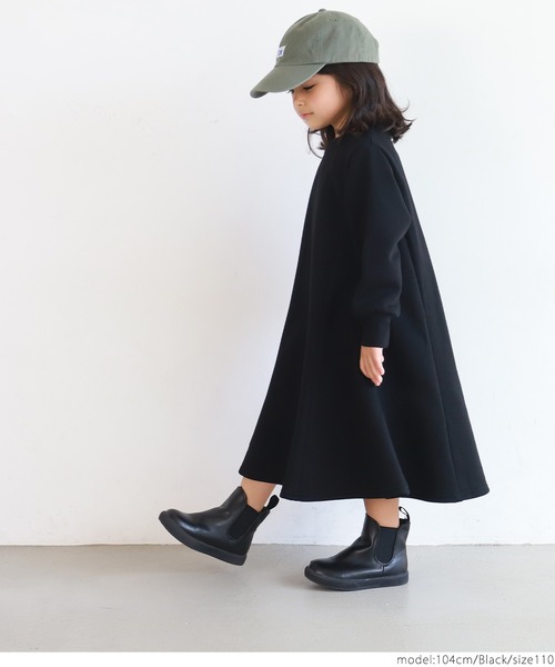 coca（coca）（コカ）の「キッズ 親子お揃い 裏起毛 Aライン ワンピース（ワンピース・キッズ・チャコールグレー/ブラック・100/110/120/130）」の20枚目の写真