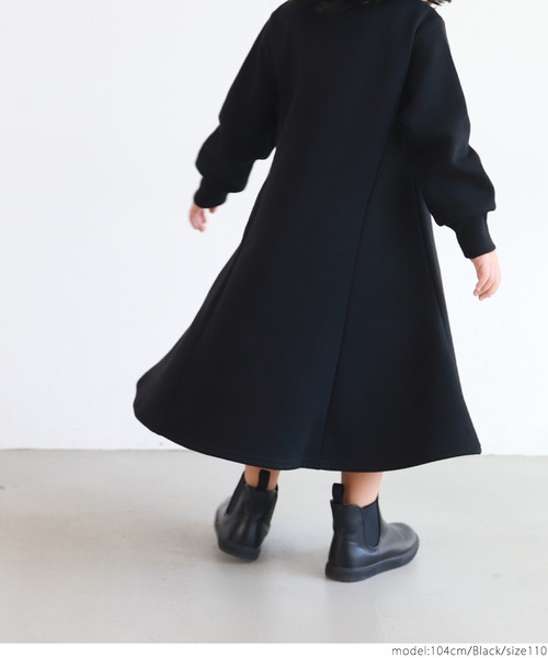 coca（coca）（コカ）の「キッズ 親子お揃い 裏起毛 Aライン ワンピース（ワンピース・キッズ・チャコールグレー/ブラック・100/110/120/130）」の19枚目の写真