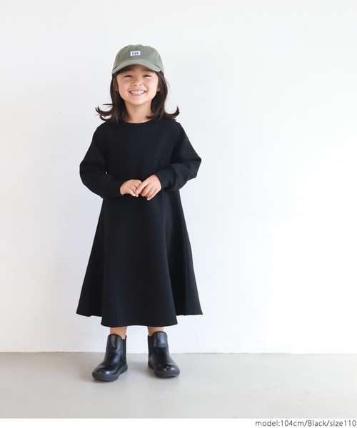 coca（coca）（コカ）の「キッズ 親子お揃い 裏起毛 Aライン ワンピース（ワンピース・キッズ・チャコールグレー/ブラック・100/110/120/130）」の22枚目の写真