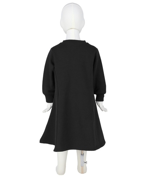 coca（coca）（コカ）の「キッズ 親子お揃い 裏起毛 Aライン ワンピース（ワンピース・キッズ・チャコールグレー/ブラック・100/110/120/130）」の8枚目の写真