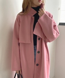 フェイクウールケープ付スタンドカラーコート