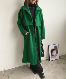 フェイクウールケープ付スタンドカラーコート