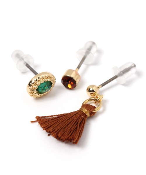 niko and...（ニコアンド）の「ミニタッセルセットピアス（ピアス（両耳用）・レディース・オレンジ/ブラウン/グリーン/アイボリー・0）」の5枚目の写真