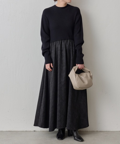 BEARDSLEY（ビアズリー）の「リブニットコンビジャカードワンピース（ワンピース・レディース・ブラック・FREE）」の10枚目の写真