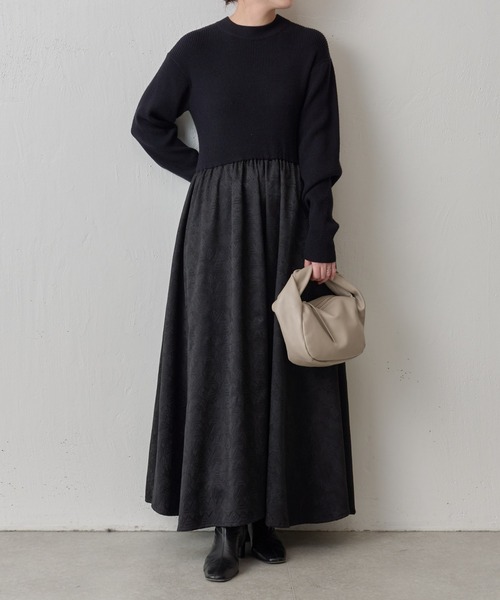 BEARDSLEY（ビアズリー）の「リブニットコンビジャカードワンピース（ワンピース・レディース・ブラック・FREE）」の12枚目の写真