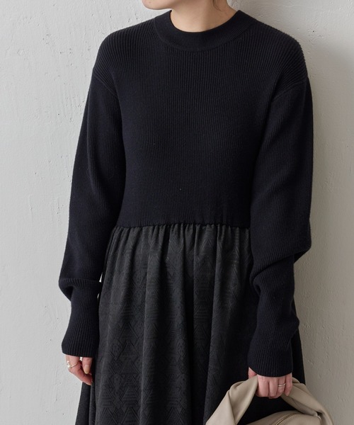 BEARDSLEY（ビアズリー）の「リブニットコンビジャカードワンピース（ワンピース・レディース・ブラック・FREE）」の14枚目の写真