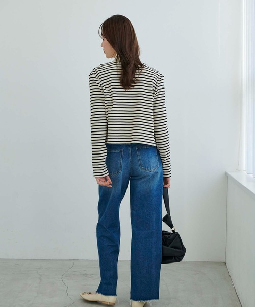 Edit Sheen（エディットシーン）の「裾前後差ストレートデニム（デニムパンツ・レディース・インディゴブルー/ブルー・S/M/L）」の16枚目の写真