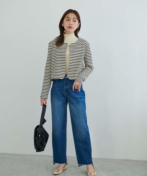 Edit Sheen（エディットシーン）の「裾前後差ストレートデニム（デニムパンツ・レディース・インディゴブルー/ブルー・S/M/L）」の17枚目の写真