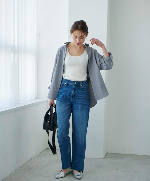 Edit Sheen（エディットシーン）の「裾前後差ストレートデニム（デニムパンツ・レディース・インディゴブルー/ブルー・S/M/L）」の21枚目の写真