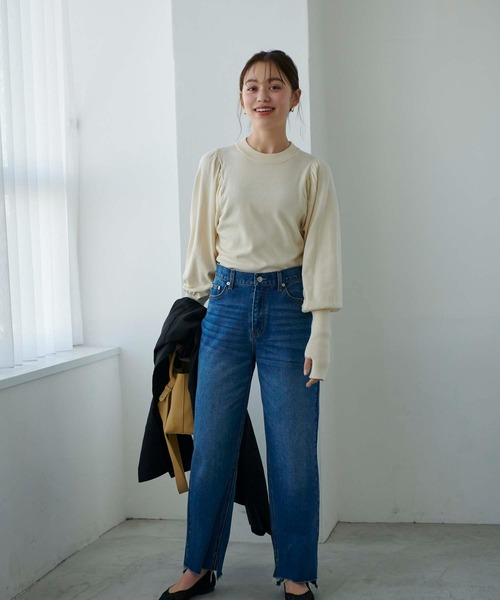 Edit Sheen（エディットシーン）の「裾前後差ストレートデニム（デニムパンツ・レディース・インディゴブルー/ブルー・S/M/L）」の12枚目の写真