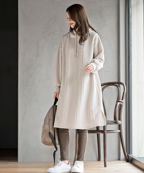 ケーブル柄パーカーワンピース（ワンピース）｜rps（アールピーエス