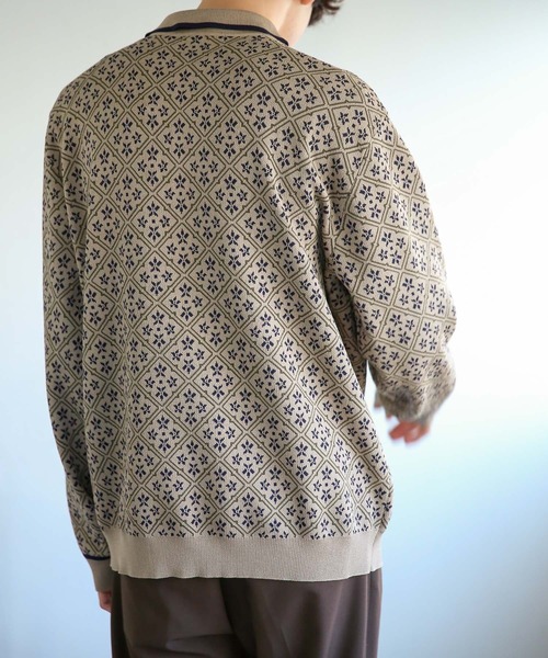 SENSE OF PLACE by URBAN RESEARCH（センスオブプレイスバイアーバンリサーチ）の「『ユニセックス』モノグラムジャガードニットポロシャツ（ポロシャツ・メンズ・ブラック/カーキ/ベージュ・MEDIUM/LARGE）」の13枚目の写真