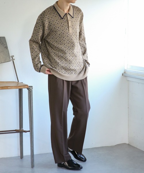 SENSE OF PLACE by URBAN RESEARCH（センスオブプレイスバイアーバンリサーチ）の「『ユニセックス』モノグラムジャガードニットポロシャツ（ポロシャツ・メンズ・ブラック/カーキ/ベージュ・MEDIUM/LARGE）」の15枚目の写真