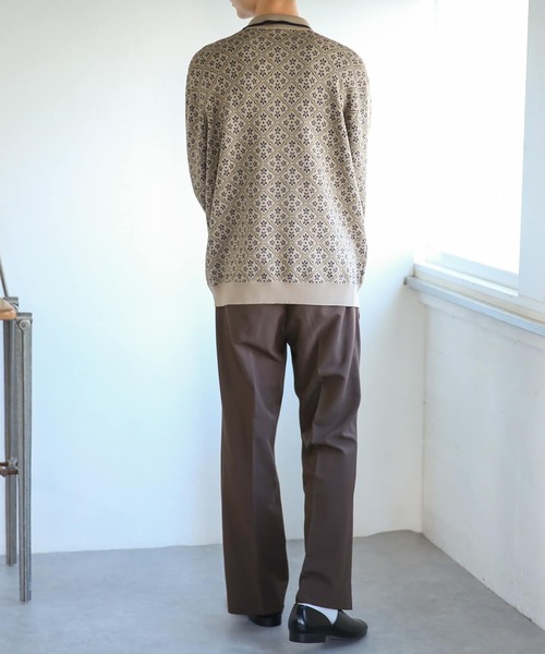 SENSE OF PLACE by URBAN RESEARCH（センスオブプレイスバイアーバンリサーチ）の「『ユニセックス』モノグラムジャガードニットポロシャツ（ポロシャツ・メンズ・ブラック/カーキ/ベージュ・MEDIUM/LARGE）」の17枚目の写真