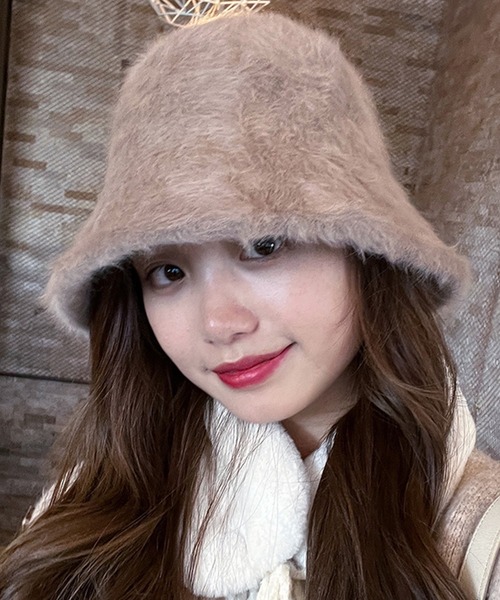 DAY CLOSET（デイ クローゼット）の「レディース ふわふわファー風バケットハット（ハット・レディース・モカ/カーキ/ホワイト/ダークブラウン/ベージュ/ブラック・ONE SIZE）」の4枚目の写真
