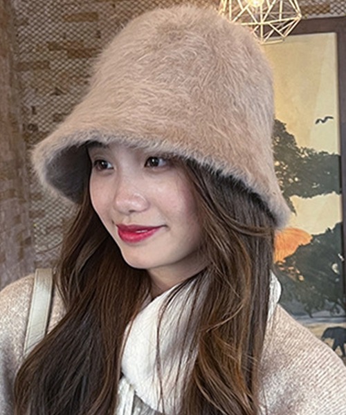 DAY CLOSET（デイ クローゼット）の「レディース ふわふわファー風バケットハット（ハット・レディース・モカ/カーキ/ホワイト/ダークブラウン/ベージュ/ブラック・ONE SIZE）」の14枚目の写真