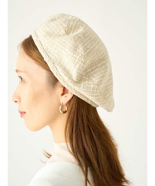 SNIDEL(スナイデル)の「ツイードベレー(ハンチング/ベレー帽・レディース・アイボリー/ブラック/ベージュ・FREE)」の5枚目の写真