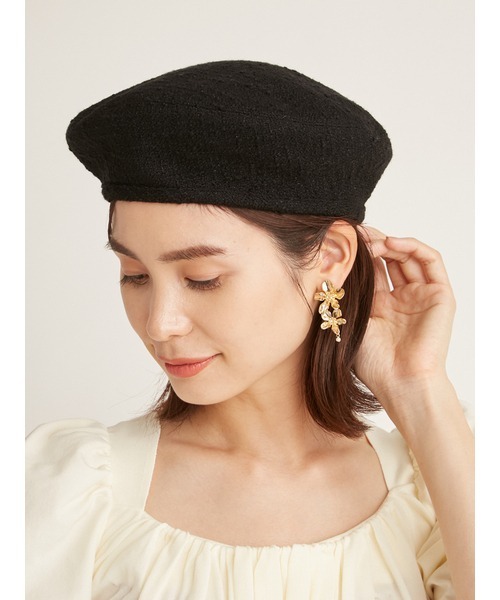 SNIDEL(スナイデル)の「ツイードベレー(ハンチング/ベレー帽・レディース・アイボリー/ブラック/ベージュ・FREE)」の8枚目の写真