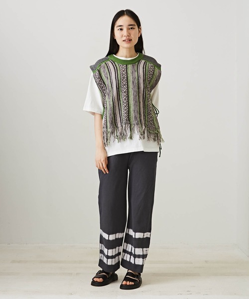 TOBILA(トビラ)の「絞り染め天竺イージーパンツ(その他パンツ・レディース・スミクロ/ベージュ/パープル・M)」の5枚目の写真