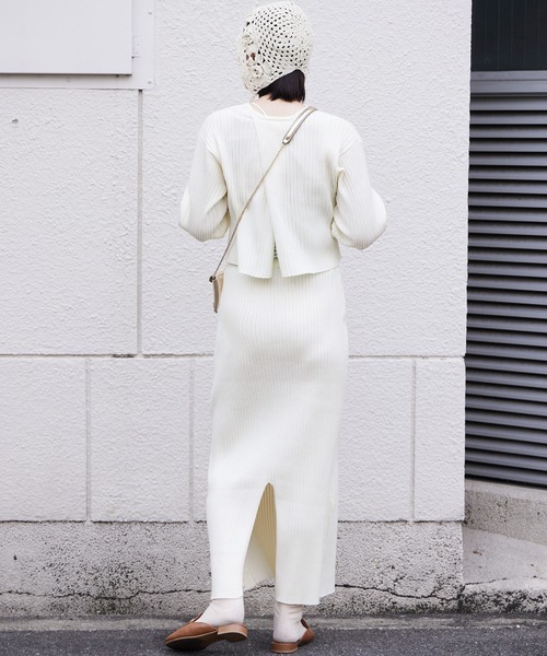 Fashion Letter（ファッションレター）の「12G ナローニットロングスカート（スカート・レディース・レッド系その他/ブラック/オフホワイト/ベージュ系その他/グリーン・M）」の8枚目の写真