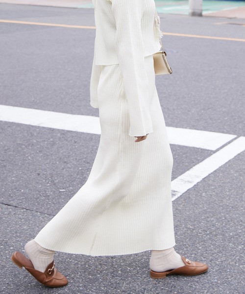 Fashion Letter（ファッションレター）の「12G ナローニットロングスカート（スカート・レディース・レッド系その他/ブラック/オフホワイト/ベージュ系その他/グリーン・M）」の10枚目の写真