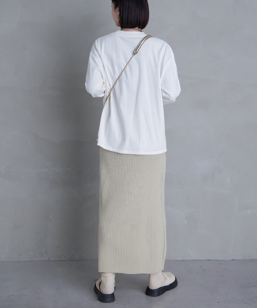 Fashion Letter（ファッションレター）の「12G ナローニットロングスカート（スカート・レディース・レッド系その他/ブラック/オフホワイト/ベージュ系その他/グリーン・M）」の16枚目の写真