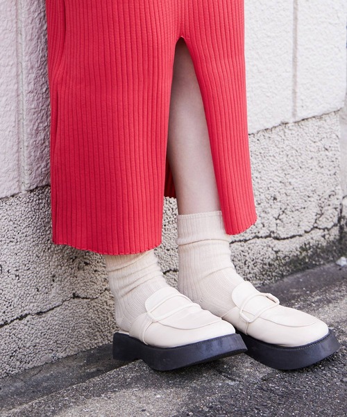 Fashion Letter（ファッションレター）の「12G ナローニットロングスカート（スカート・レディース・レッド系その他/ブラック/オフホワイト/ベージュ系その他/グリーン・M）」の20枚目の写真