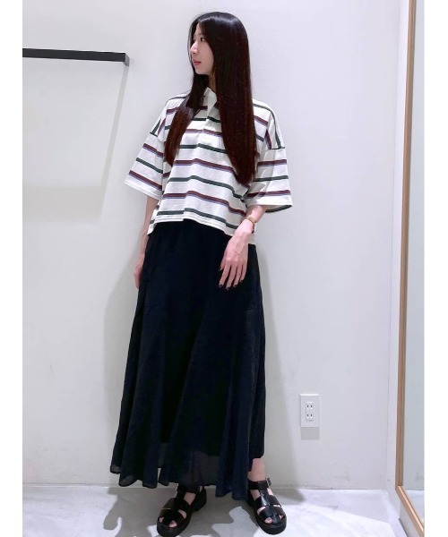 BAYFLOW（ベイフロー）の「マルチボーダーポロTシャツ（ポロシャツ・レディース・ネイビー/オフホワイト/ライトグレー・FREE）」の10枚目の写真