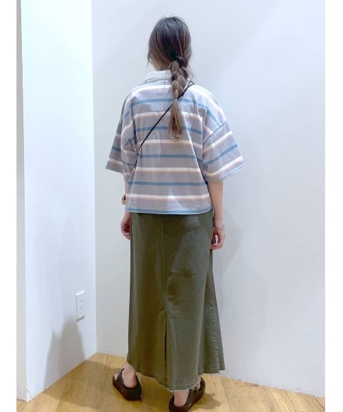 BAYFLOW（ベイフロー）の「マルチボーダーポロTシャツ（ポロシャツ・レディース・ネイビー/オフホワイト/ライトグレー・FREE）」の16枚目の写真