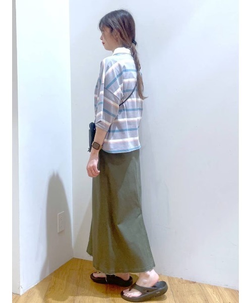 BAYFLOW（ベイフロー）の「マルチボーダーポロTシャツ（ポロシャツ・レディース・ネイビー/オフホワイト/ライトグレー・FREE）」の17枚目の写真