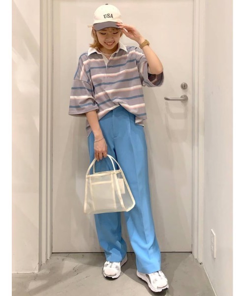 BAYFLOW（ベイフロー）の「マルチボーダーポロTシャツ（ポロシャツ・レディース・ネイビー/オフホワイト/ライトグレー・FREE）」の18枚目の写真