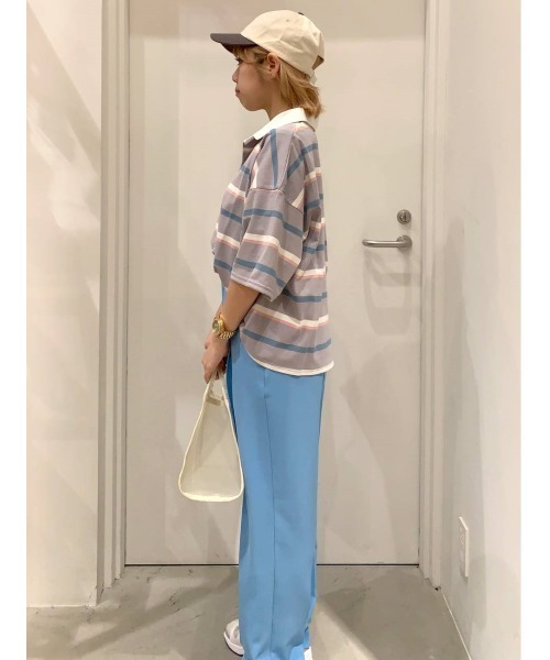 BAYFLOW（ベイフロー）の「マルチボーダーポロTシャツ（ポロシャツ・レディース・ネイビー/オフホワイト/ライトグレー・FREE）」の19枚目の写真