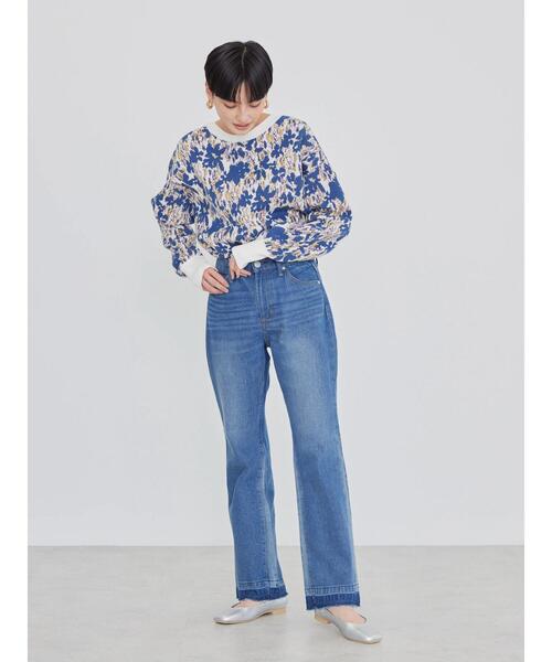 AMERICAN HOLIC(アメリカンホリック)の「フレアー切り替えデニム(+3cm)(デニムパンツ・レディース・ライトインディゴブルー・M/L/S)」の2枚目の写真