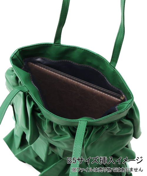 Oriens JOURNAL STANDARD（オリエンス ジャーナルスタンダード）の「【Casselini/キャセリーニ】フリルトートバッグ（トートバッグ・レディース・ブラック/グリーン・FREE）」の7枚目の写真