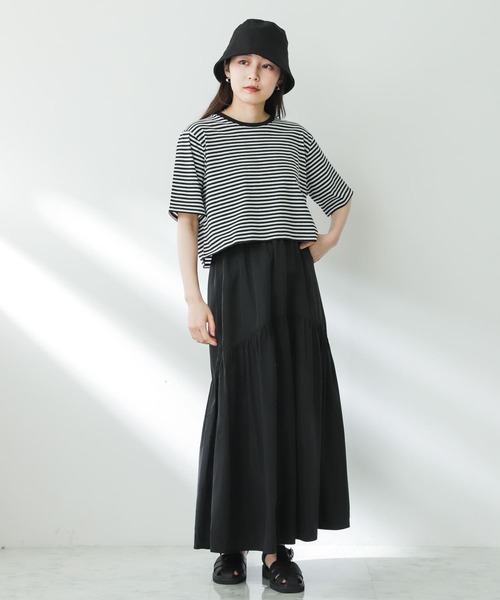 SENSE OF PLACE by URBAN RESEARCH（センスオブプレイスバイアーバンリサーチ）の「USAコットンクロップドTシャツ(半袖)（Tシャツ/カットソー・レディース・イエロー/オフホワイト/ブラック系その他/ベージュ/ブラック・ONE）」の21枚目の写真