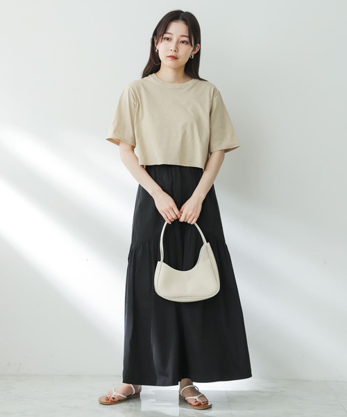 SENSE OF PLACE by URBAN RESEARCH（センスオブプレイスバイアーバンリサーチ）の「USAコットンクロップドTシャツ(半袖)（Tシャツ/カットソー・レディース・イエロー/オフホワイト/ブラック系その他/ベージュ/ブラック・ONE）」の20枚目の写真