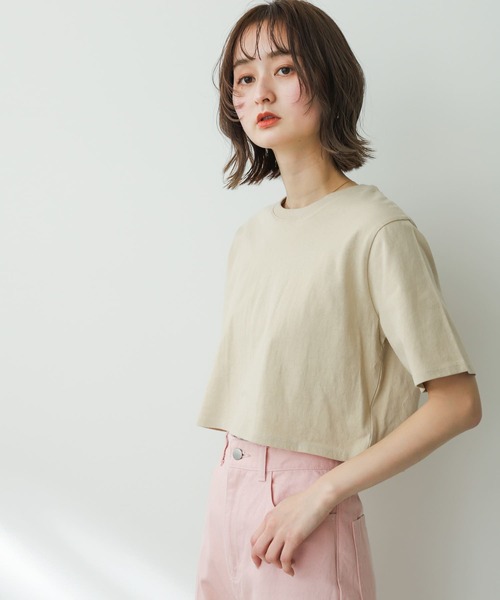 SENSE OF PLACE by URBAN RESEARCH（センスオブプレイスバイアーバンリサーチ）の「USAコットンクロップドTシャツ(半袖)（Tシャツ/カットソー・レディース・イエロー/オフホワイト/ブラック系その他/ベージュ/ブラック・ONE）」の17枚目の写真