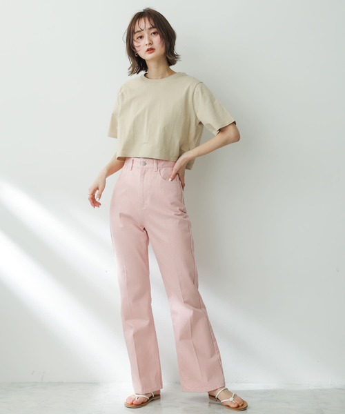 SENSE OF PLACE by URBAN RESEARCH（センスオブプレイスバイアーバンリサーチ）の「USAコットンクロップドTシャツ(半袖)（Tシャツ/カットソー・レディース・イエロー/オフホワイト/ブラック系その他/ベージュ/ブラック・ONE）」の16枚目の写真