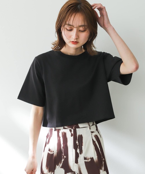 SENSE OF PLACE by URBAN RESEARCH（センスオブプレイスバイアーバンリサーチ）の「USAコットンクロップドTシャツ(半袖)（Tシャツ/カットソー・レディース・イエロー/オフホワイト/ブラック系その他/ベージュ/ブラック・ONE）」の15枚目の写真