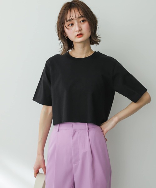 SENSE OF PLACE by URBAN RESEARCH（センスオブプレイスバイアーバンリサーチ）の「USAコットンクロップドTシャツ(半袖)（Tシャツ/カットソー・レディース・イエロー/オフホワイト/ブラック系その他/ベージュ/ブラック・ONE）」の13枚目の写真