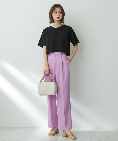 SENSE OF PLACE by URBAN RESEARCH（センスオブプレイスバイアーバンリサーチ）の「USAコットンクロップドTシャツ(半袖)（Tシャツ/カットソー・レディース・イエロー/オフホワイト/ブラック系その他/ベージュ/ブラック・ONE）」の11枚目の写真