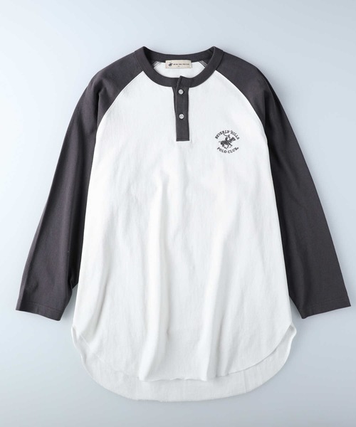 BEVERLY HILLS POLO CLUB(ビバリーヒルズポロクラブ)の「【BEVERLY HILLS POLO CLUB】ラグランヘンリーチュニック(Tシャツ/カットソー・レディース・ブルー/ダークグレー・M/L)」の11枚目の写真