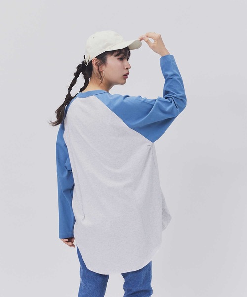 BEVERLY HILLS POLO CLUB(ビバリーヒルズポロクラブ)の「【BEVERLY HILLS POLO CLUB】ラグランヘンリーチュニック(Tシャツ/カットソー・レディース・ブルー/ダークグレー・M/L)」の19枚目の写真