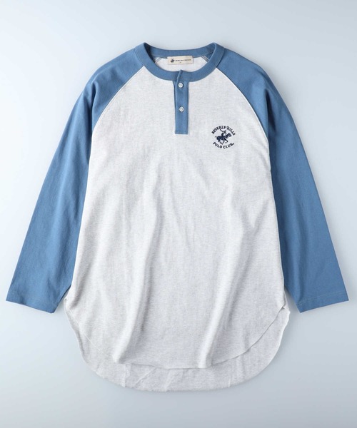 BEVERLY HILLS POLO CLUB(ビバリーヒルズポロクラブ)の「【BEVERLY HILLS POLO CLUB】ラグランヘンリーチュニック(Tシャツ/カットソー・レディース・ブルー/ダークグレー・M/L)」の8枚目の写真