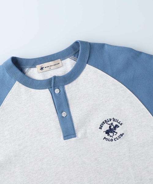 BEVERLY HILLS POLO CLUB(ビバリーヒルズポロクラブ)の「【BEVERLY HILLS POLO CLUB】ラグランヘンリーチュニック(Tシャツ/カットソー・レディース・ブルー/ダークグレー・M/L)」の5枚目の写真