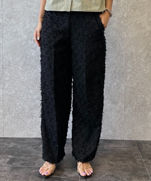 EUCLAID(エウクレイド)の「シアージャカードパンツ(その他パンツ・レディース・オフホワイト/ブラック・38)」の2枚目の写真