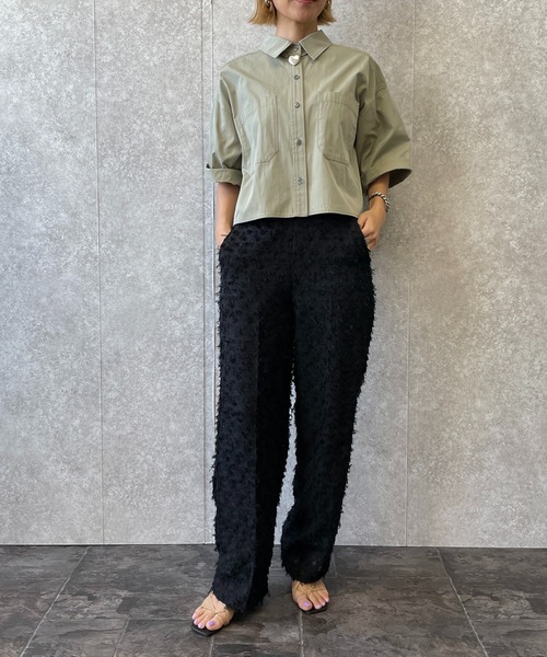 EUCLAID(エウクレイド)の「シアージャカードパンツ(その他パンツ・レディース・オフホワイト/ブラック・38)」の6枚目の写真